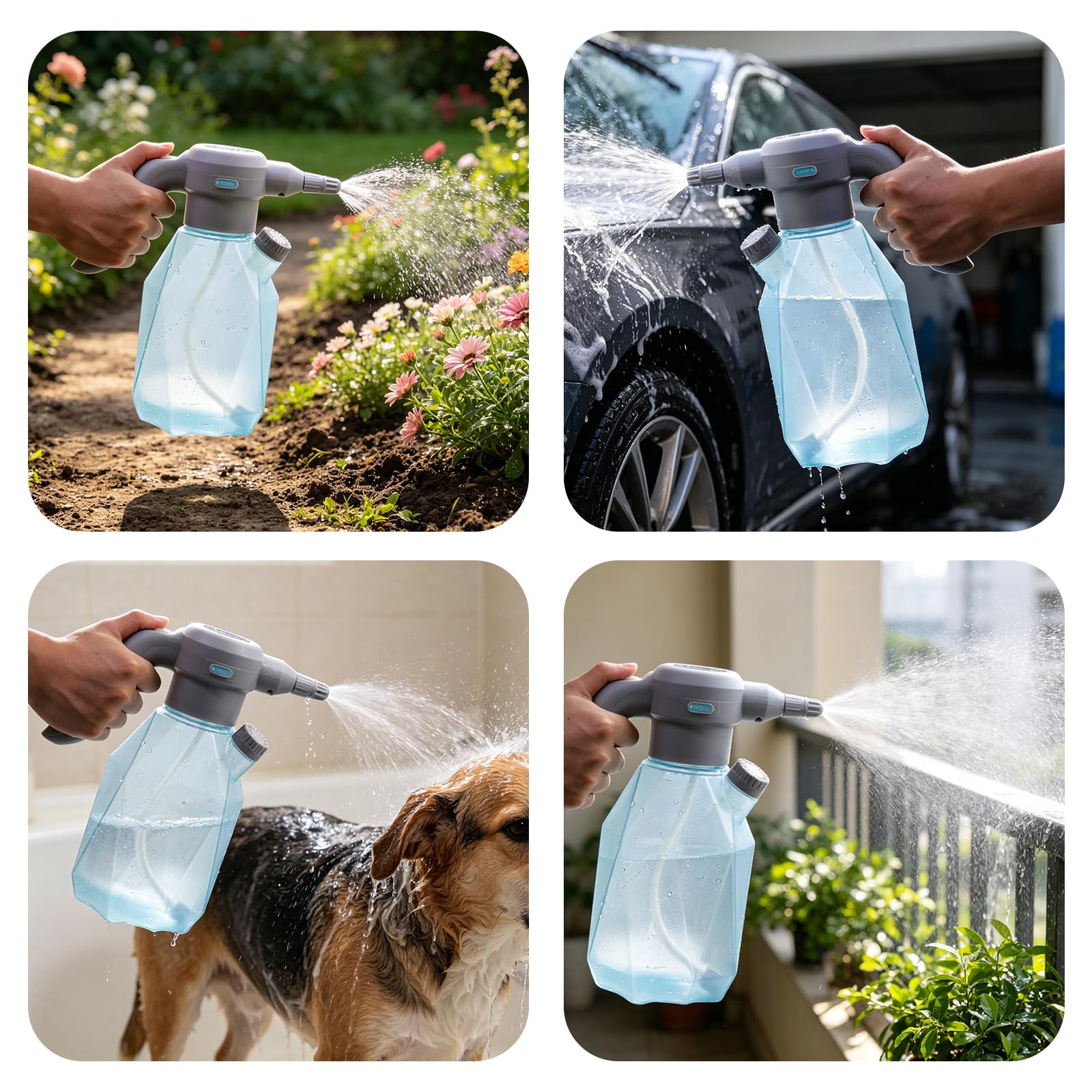 OBEST Pulverizador Eléctrico 2L, 3 Velocidades y 4 Modos de Pulverización | Botella Pulverizadora Portátil recargable para Jardín, Adecuado para Jardín,Patio,Césped y Limpieza General
