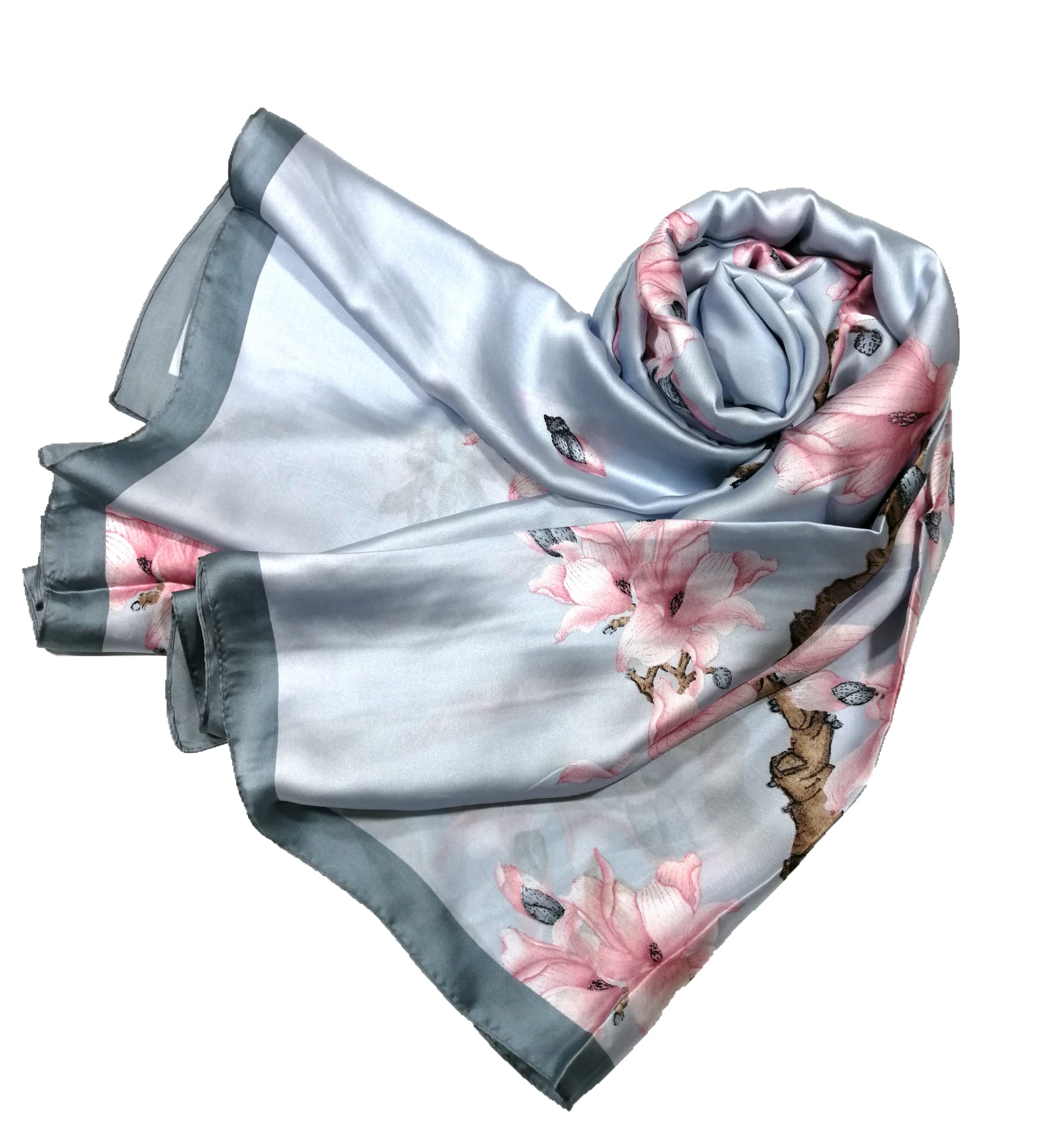 Shanlin Silk Feel Long Floral Satin Scarves for Women in Gift Box