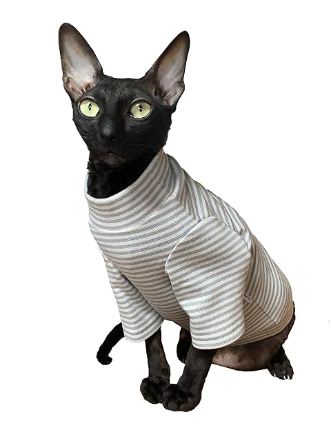 Foto 2 de 3 de Ropa Gato Jersey Grey Light Stripes Sphynx Cálido Sin Pelo Invierno (XS)