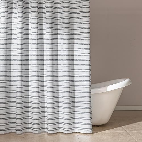 Tienda Basics Cortina de ducha de tela jacquard geométrica para baño, ligera, impermeable y lavable, 72 pulgadas de ancho x 72 pulgadas de largo,