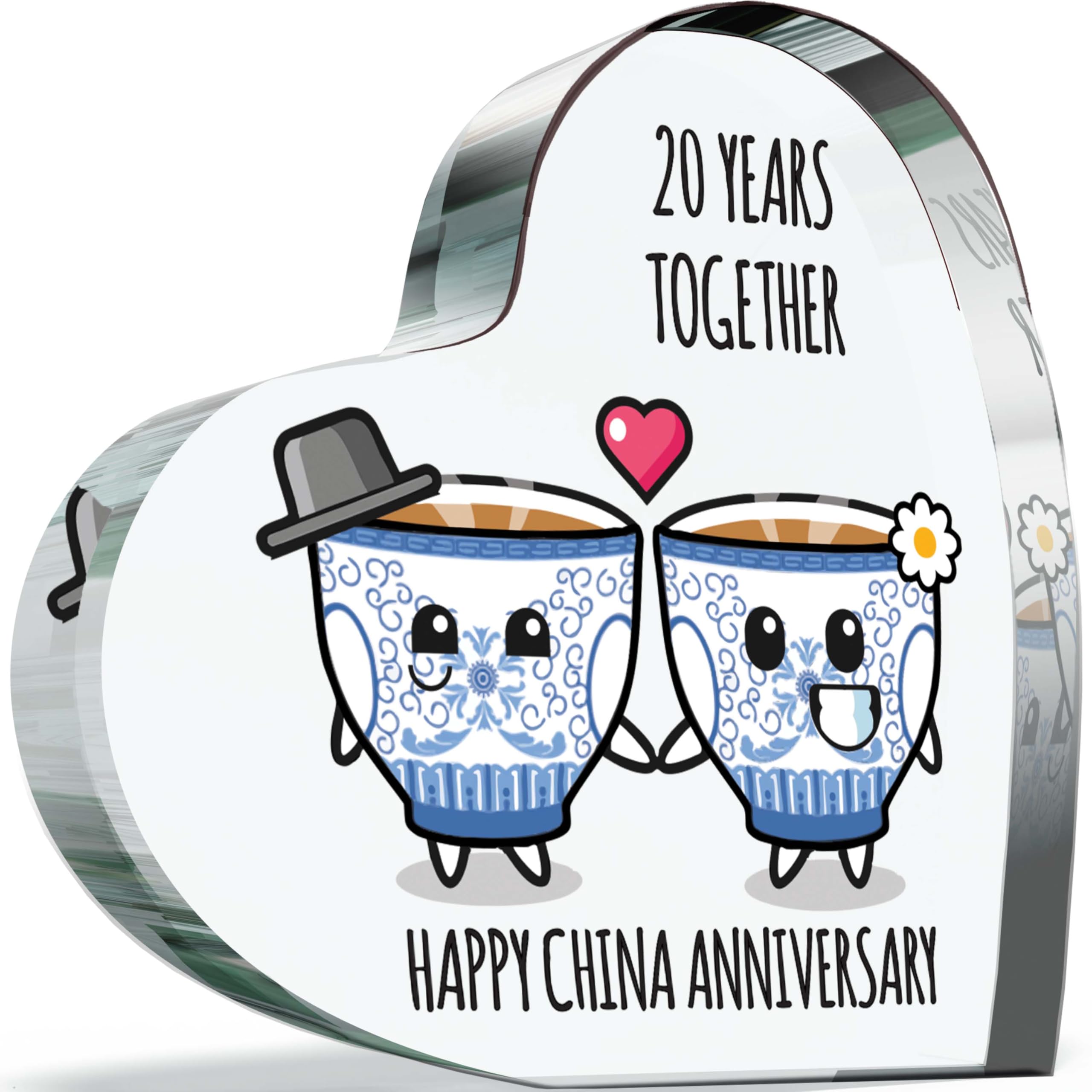 Giftzie Women's 20 Th Anniversary Acrylic Heart Plaque For Wife Or Husband