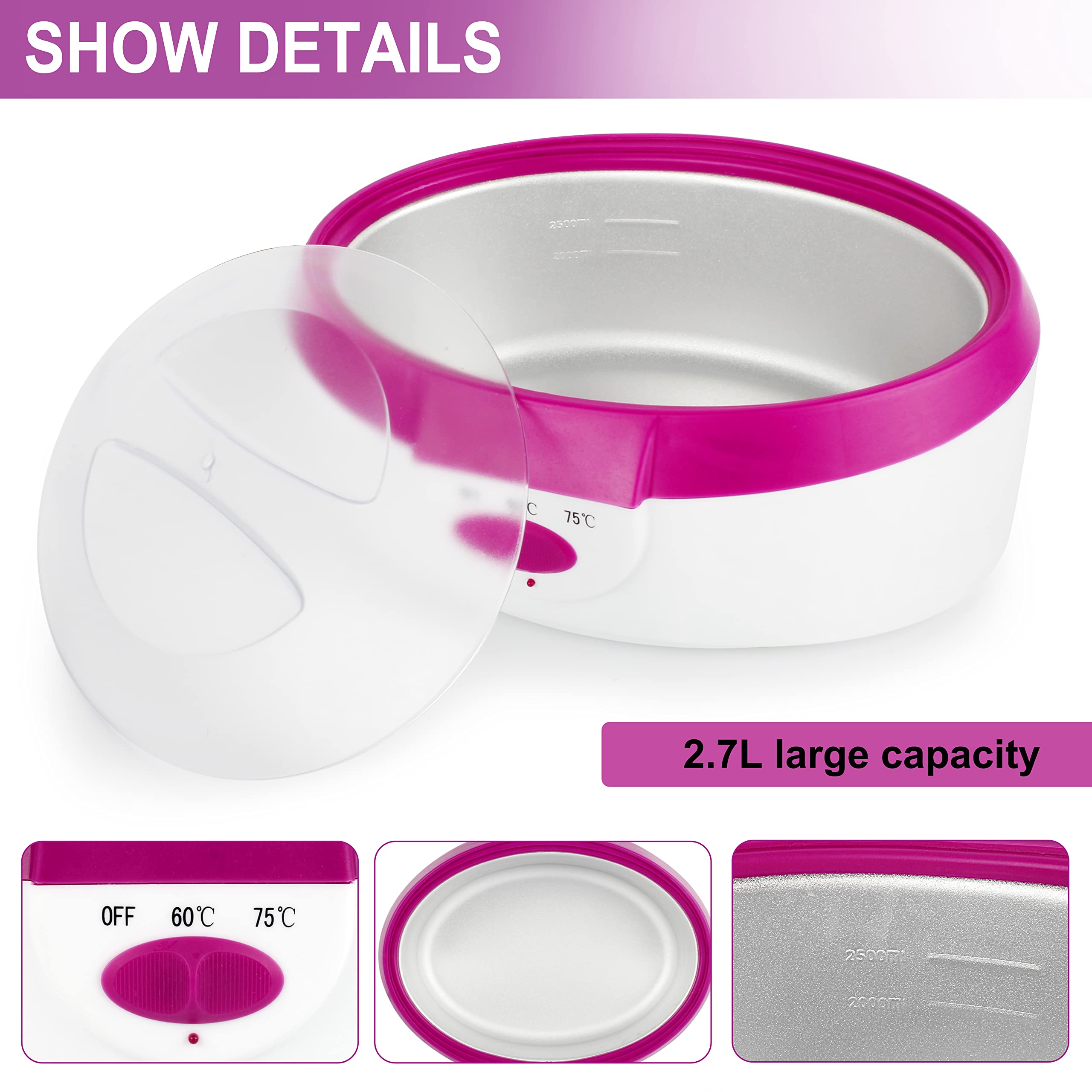 Paraffinbäder Wachsbad für Hände und Füße, Forever Speed Paraffin Wachsbad für Hände und Füße Gerät 265W, Elektrisches Wachsbad mit Paraffinwachs Set Rosa