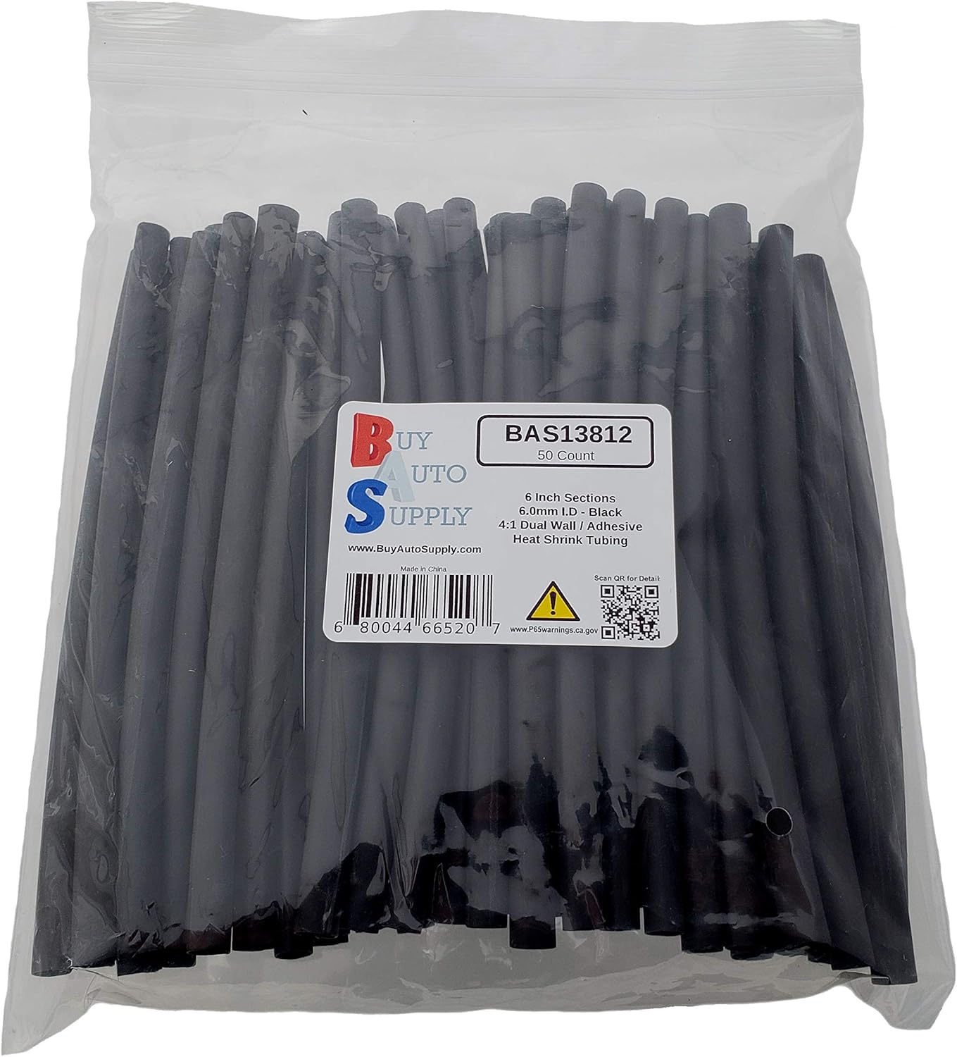 4:1 Heat Shrink Tubing Dual Wall Adhesive Lined, Automotive & Marine Grade - Size: 6mm I.D (50 Count - 6 Inch Sections) Buy Auto Supply # BAS13812