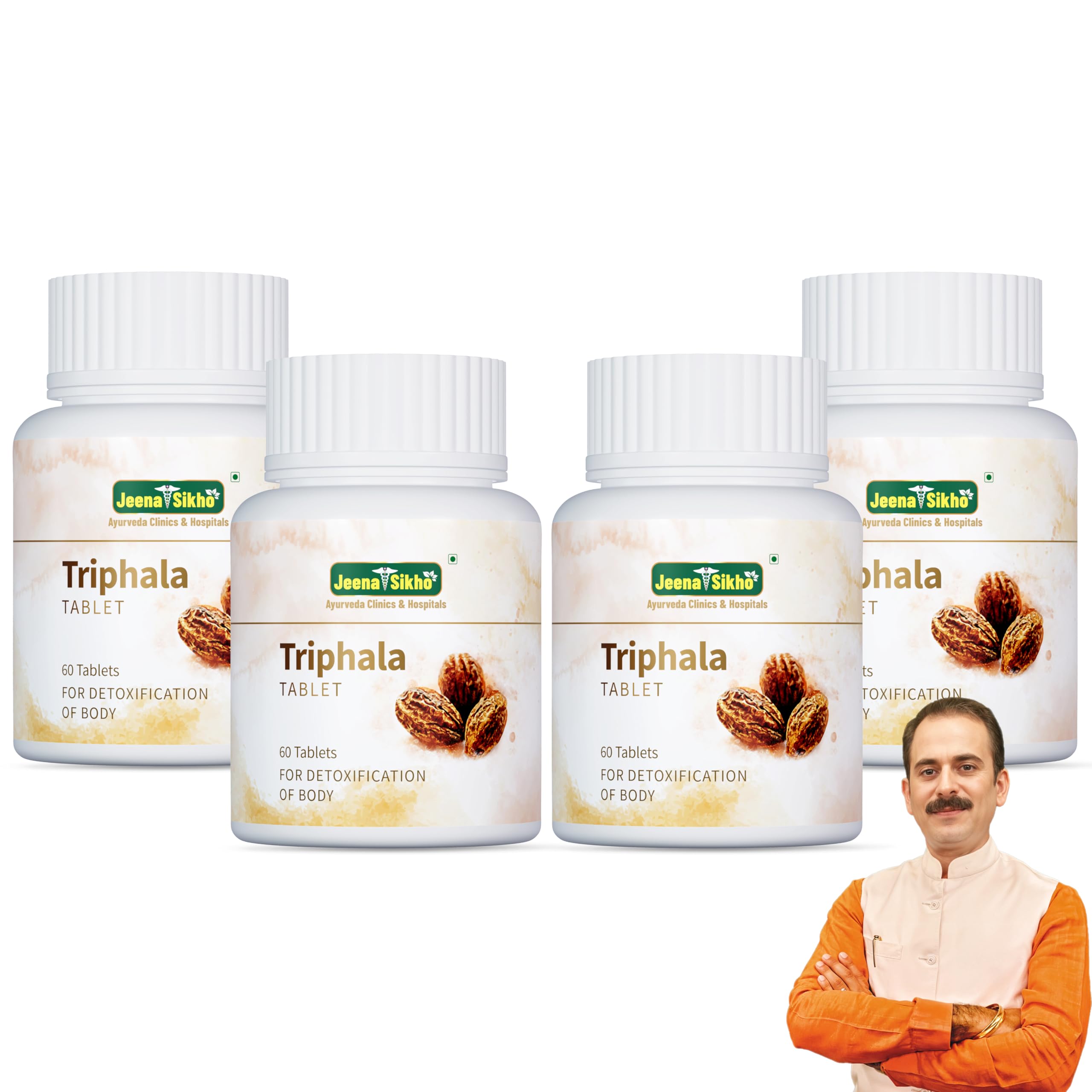 Jeena Sikho Triphala Tablets | Natural Digestive Wellness Supplement | Naturally Blended With Triphala Extracts | Natural Health Multivitamin, 60 Tablets, Pack of 4
