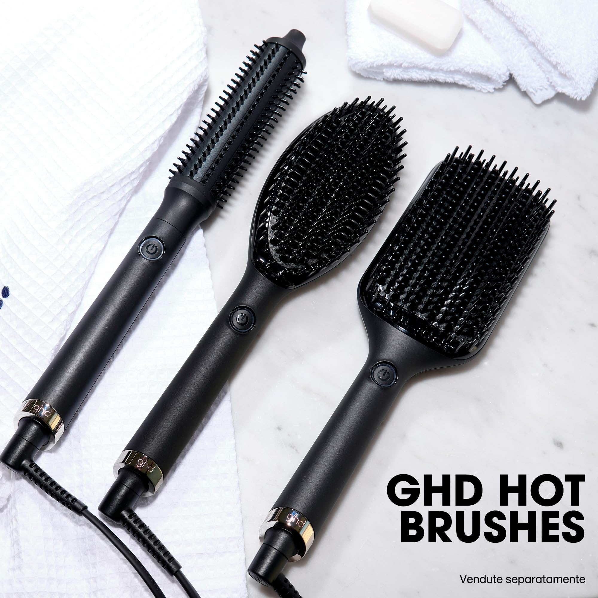 ghd glide+ Max, Spazzola Lisciante per Capelli Lunghi, Spessi e Ricci, Nera | 57% di luminosità in più, Zero Danni da Calore Estremo, Tecnologia di Riscaldamento in Ceramica e Ionizzatore Anti Crespo