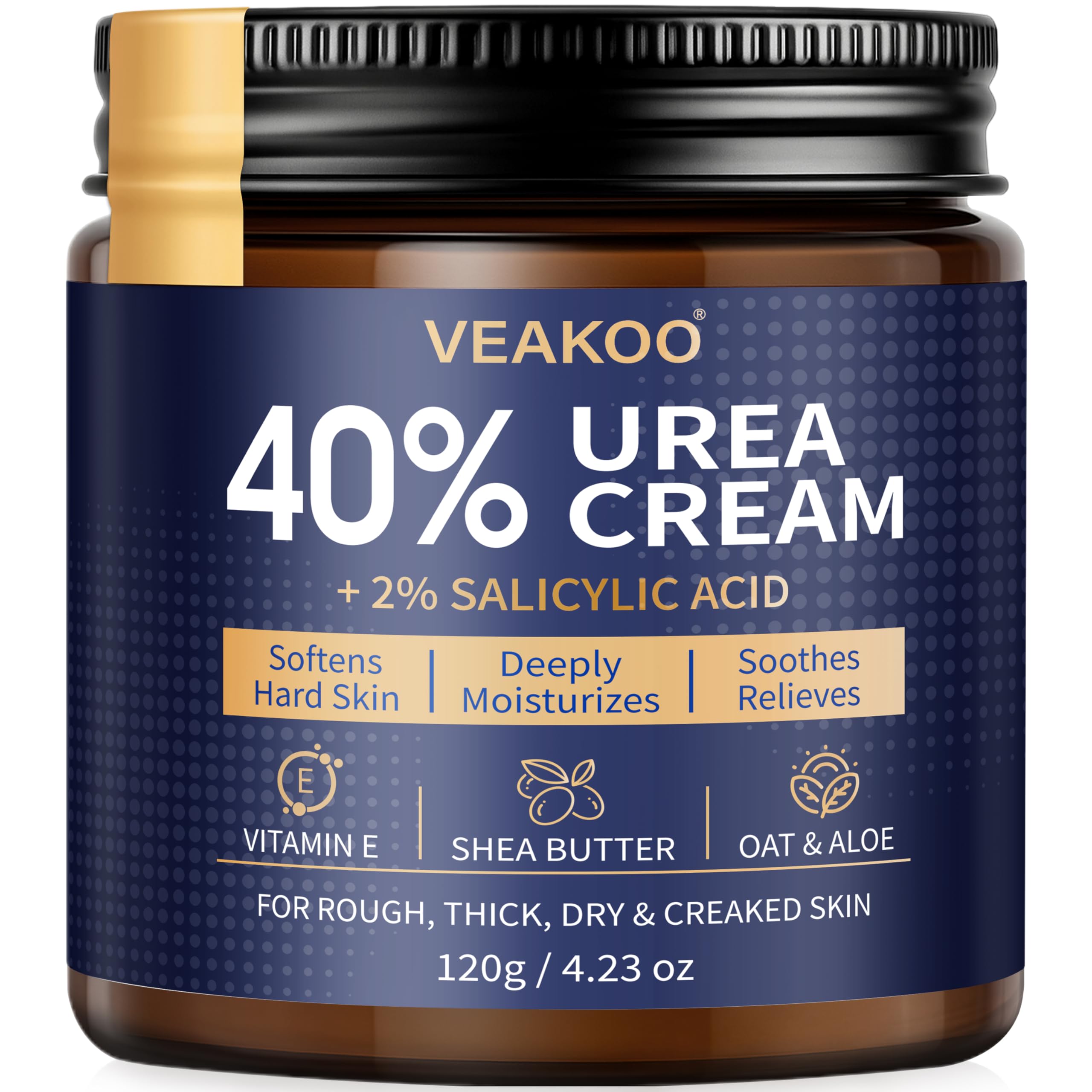 Veakoo Urea Cream 40 Percent for Feet Maximum Strength, Foot Cream with 2% Salicylic Acid, Dead Skin Cuticle Callus Remover, Urea Lotion for Intensive Repair of Dry Cracked Heels Hands 4.23 Ounce (Pack of 1)