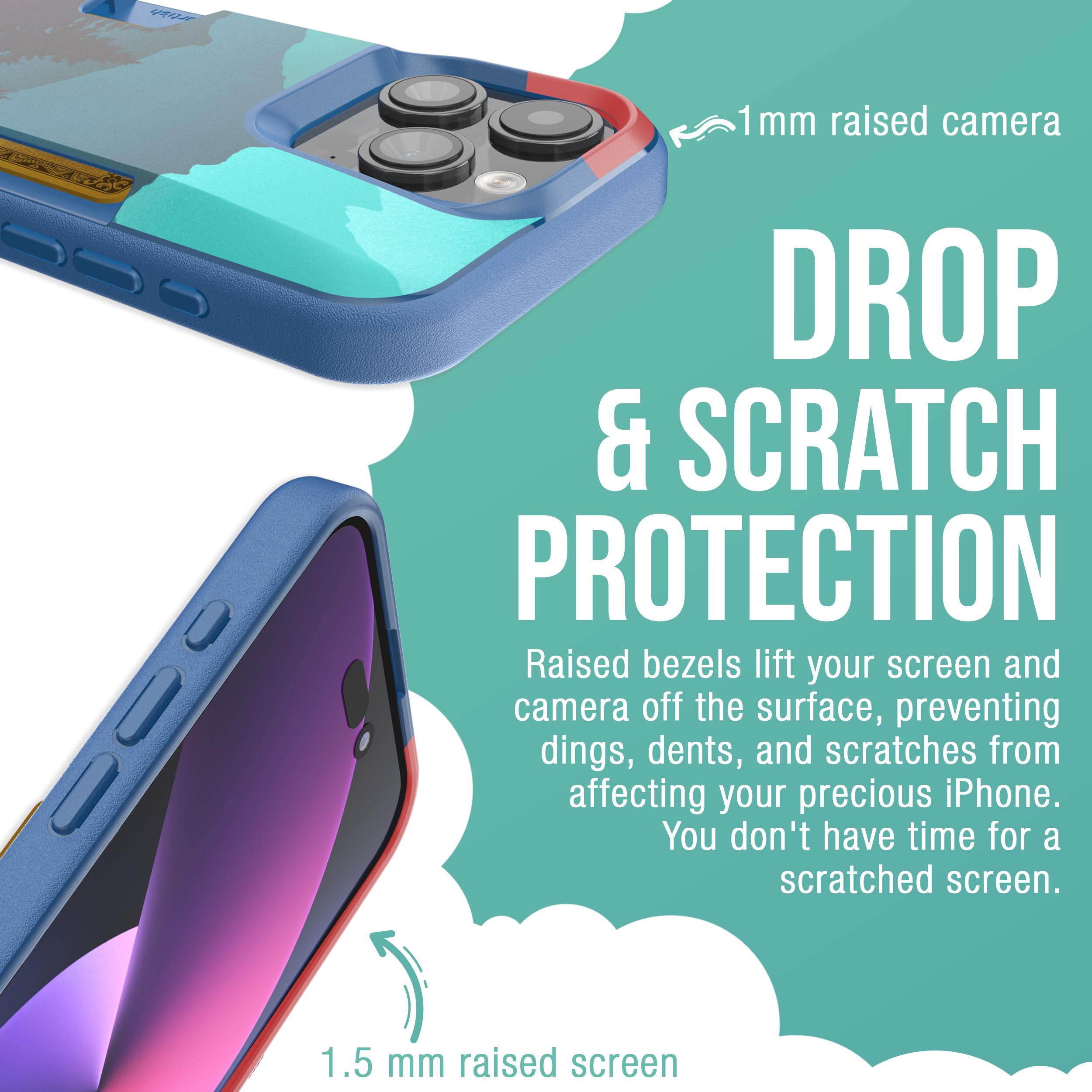 Smartish Custodia a portafoglio per iPhone 15 – Wallet Slayer Vol. 1 [sottile + protettiva] porta carte di credito – Moving Mountains