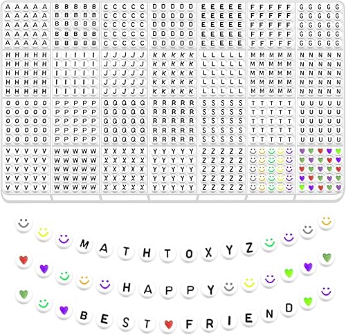 Mathtoxyz Kit de 1400 cuentas de letras, 28 estilos de pulseras de amistad, cuentas del alfabeto, coloridas cuentas de preppy, kit de fabricación de