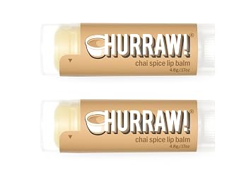 Hurraw! Chai Spice Lip Balm, 2 Pack Organic, Certified Vegan, Cruelty and Gluten Free. Non-GMO, 100% Natural Ingredients. Bee, Shea, Soy and Palm Free. Made in USA