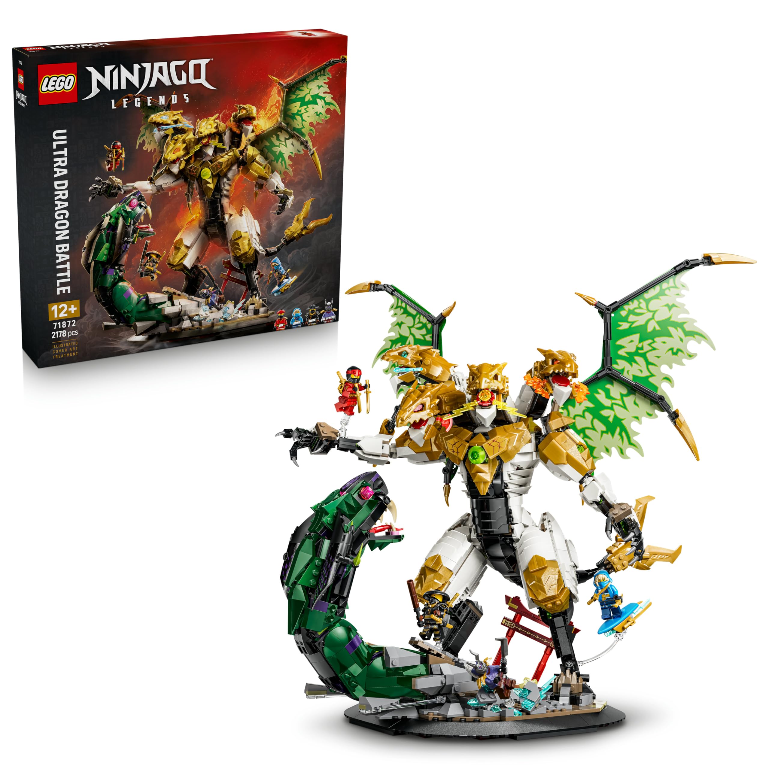 LEGO NINJAGO Duell mit dem Ultradrachen - Spielzeug mit 4-köpfiger Actionfigur, Schlange & 4 Minifiguren mit Katanas - Kinderzimmer Deko - Geschenk für Jungen ab 12 Jahren und Teenager-Fans - 71872