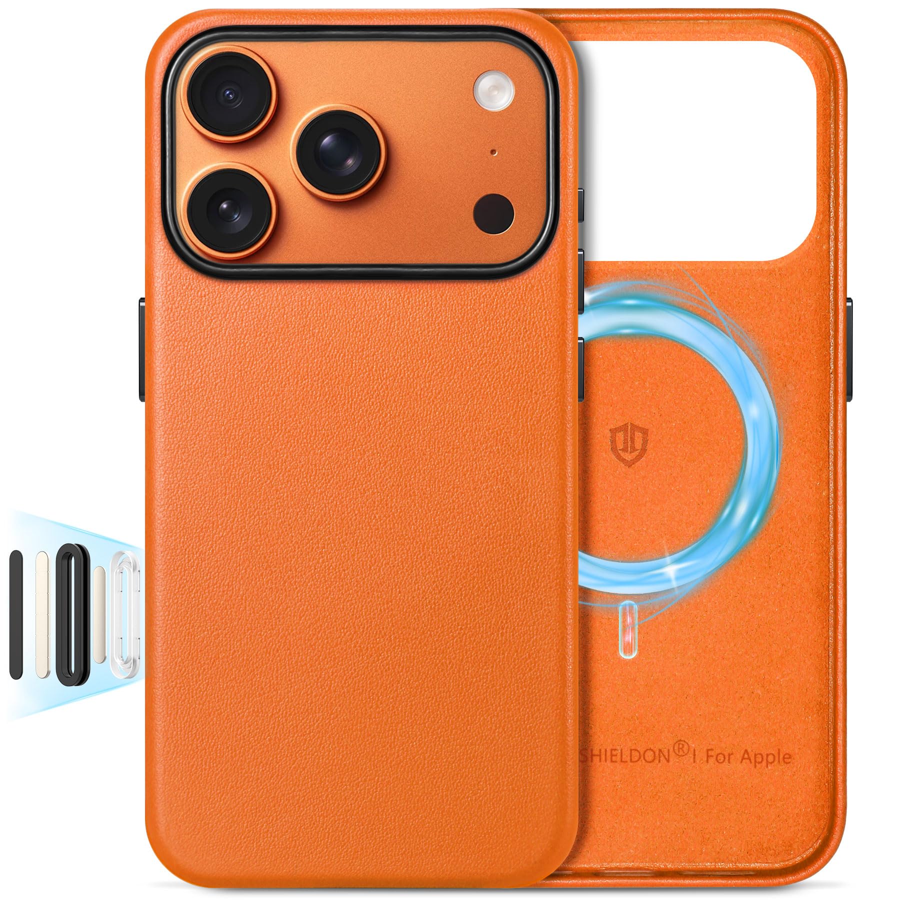 Coque MagSafe iPhone 17 Pro Shieldon Orange avec boutons métal - 7