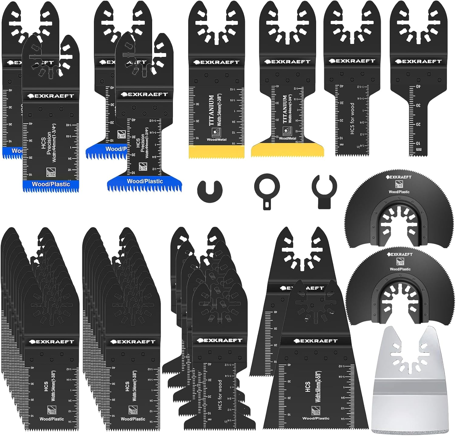 38 PCS Oscillating Tool Blade for Metal, Wood and Drywall, Japanese Teeth Oscillating Saw Blades for Wood, Universal Multi Tool Blades Kits Fit Milwaukee Ryobi Rockwell Fein and More