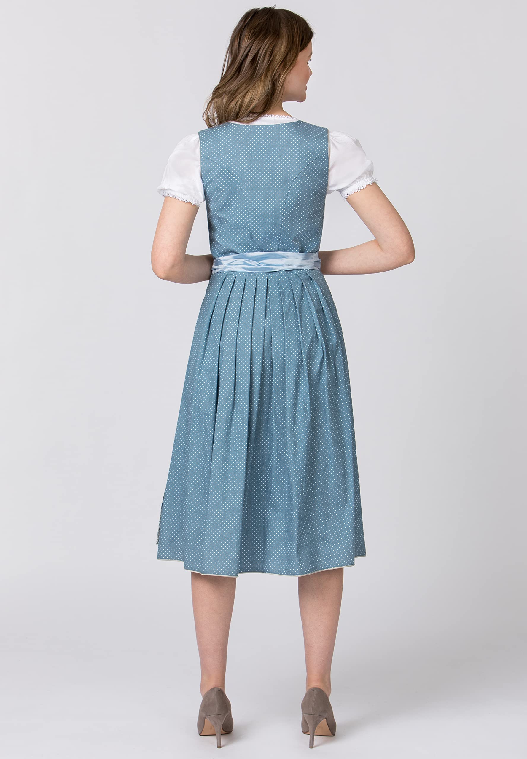 Stockerpoint Damen Dirndl Edonita I Größe 32-48 I Trachtenkleid mit liebevollen Details & Dirndlschürze I 100% Baumwolle I Bequem & pflegeleicht I Perfekt für Trachten & Festlichkeiten