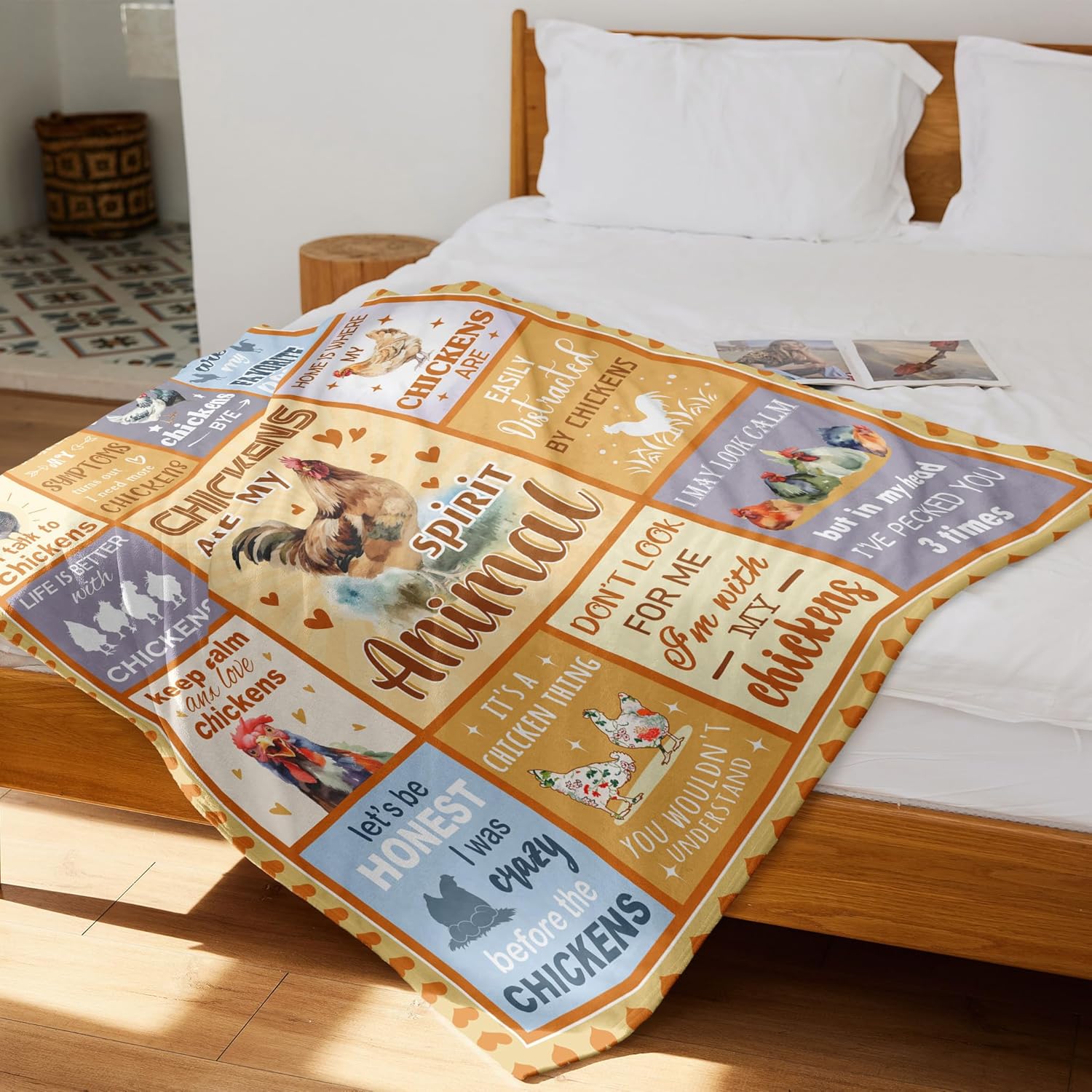 Punofell Chicken Gifts for Women/Men, Funny Chicken Blanket for People with Chickens, Chicken Lovers/Owners Themed Gift Ideas, Farmhouse Decor Soft Throw 50" x 60" - Image 4