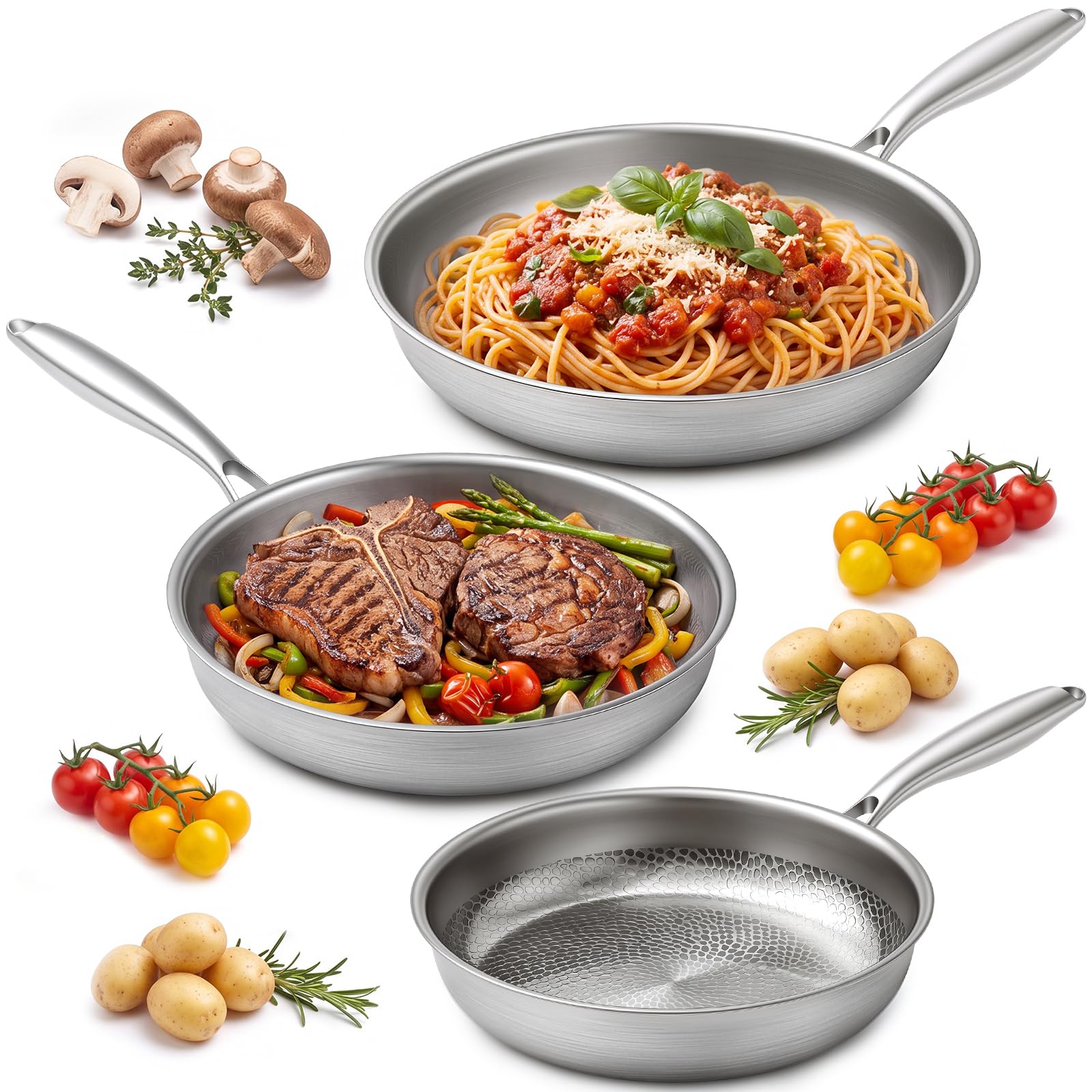 Photo 1 of LemonRoad 3 Pcs 10.2" 11.0" 12" Titanium Pan for Cooking
