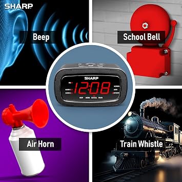 Sharp Shockwave 105dB Super Loud Alarm Clock for Heavy Sleepers, Dual Alarm