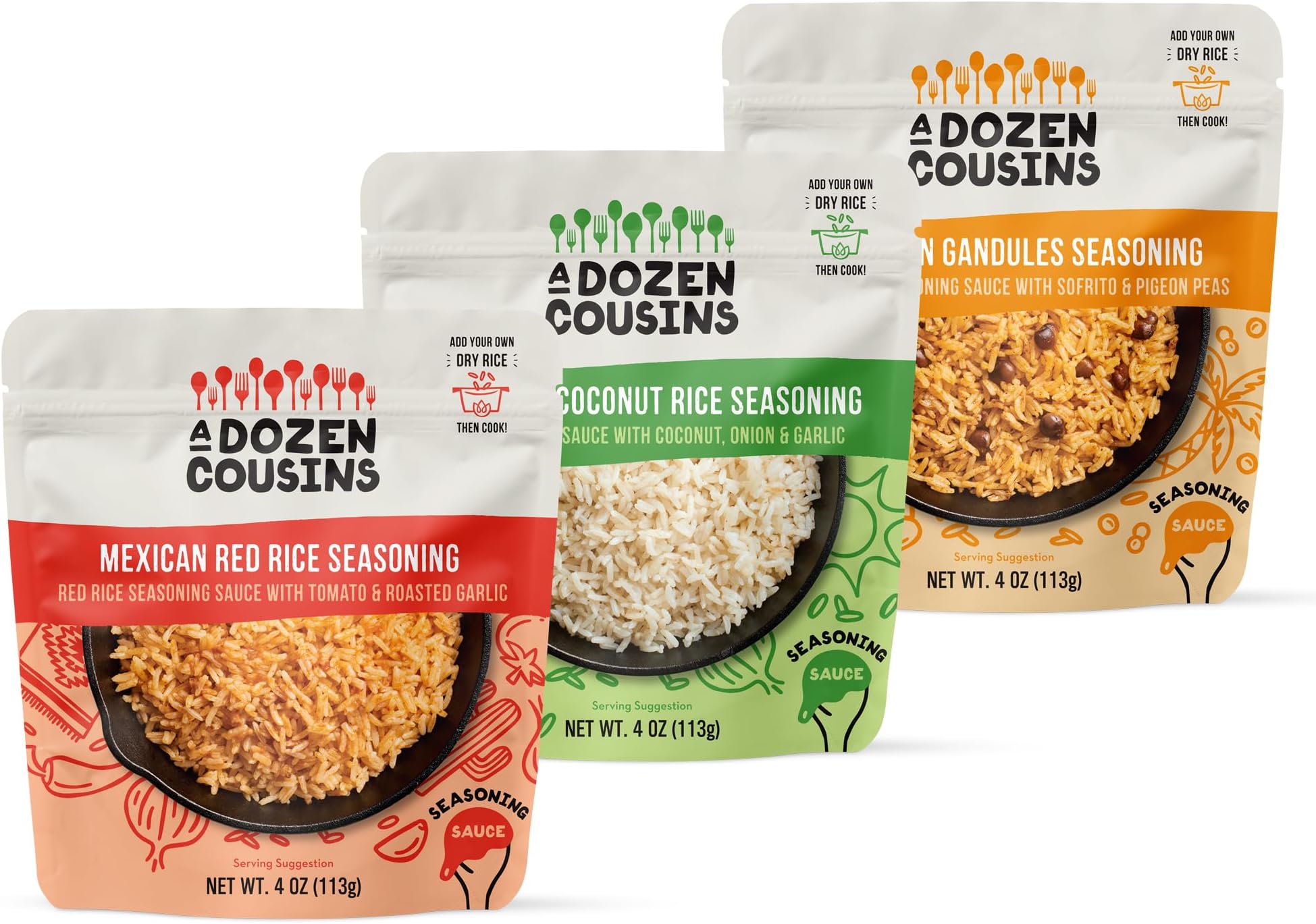 Amazon.com : A Dozen Cousins Rice Seasoning Sauce Packets - Season and ...