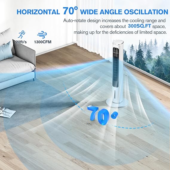 3-1 Portable AC Unit For OfficeHome, Tall Floor Tower Fan, 65W Save Energy With Remote Control, 60Hz Power Supply01