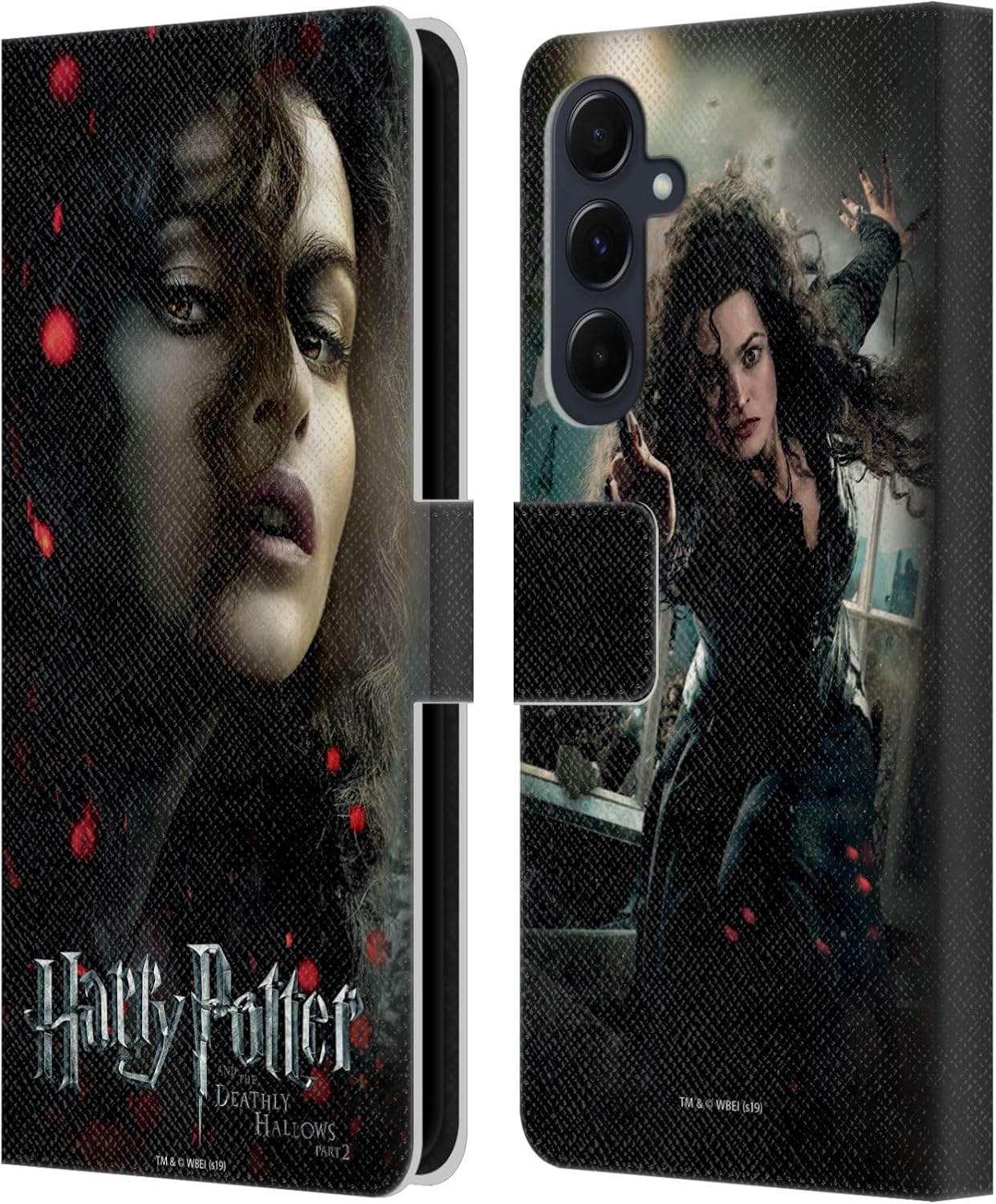 Head Case Designs Officially Licensed Harry Potter Bellatrix Lestrange Deathly Hallows VIII Leather Wallet Case Compatible with Samsung Galaxy A55 5G