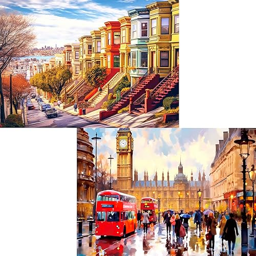Paquete de 2 rompecabezas para adultos de 1000 piezas y más de 2000 piezas para adultos, rompecabezas para adultos, rompecabezas de Londres,