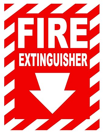 Zing Green Products 1888G Recycled Plastic "Fire Extinguisher with Arrow" Safety Sign, White on Red, Glow in Dark, 10" Length, 7" Width