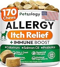 Dog Allergy Relief Chews - 170 Dog Allergy Chews - Itch Relief for Dogs - Omega 3 Fish Oil, Probiotics For Itchy Skin & Hot Spots Allergies, Paw Licking, Dry Skin & Coat Supplement - Beef Liver Flavor