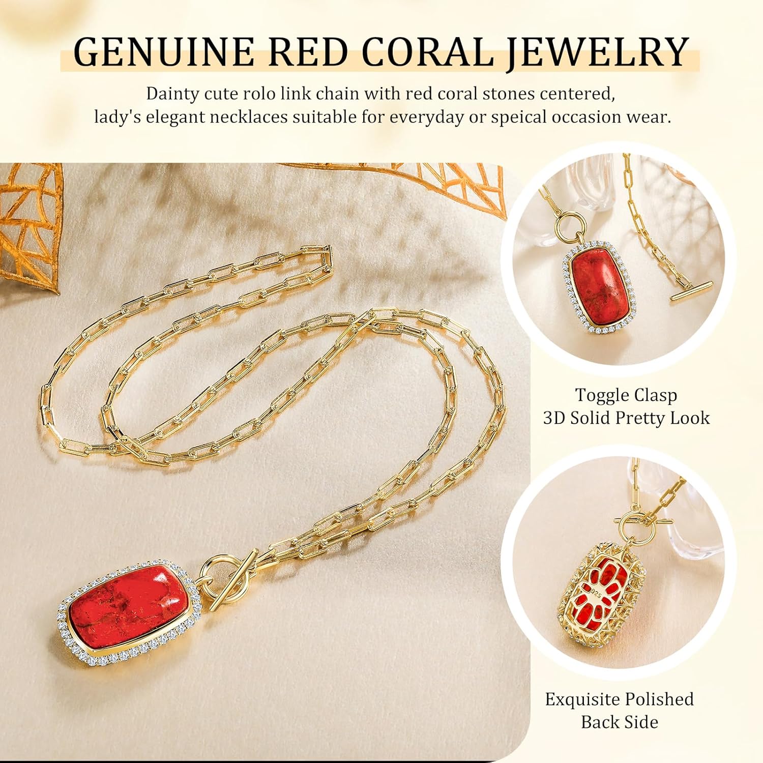 AIBAO Turquoise/Coral/Malachite/Lapis Lazuli Pendant Necklace for Women Sterling Silver Cushion Cut Gemstone Necklace Anniversary Valentines Birthday Jewelry Gift with Box - Image 5