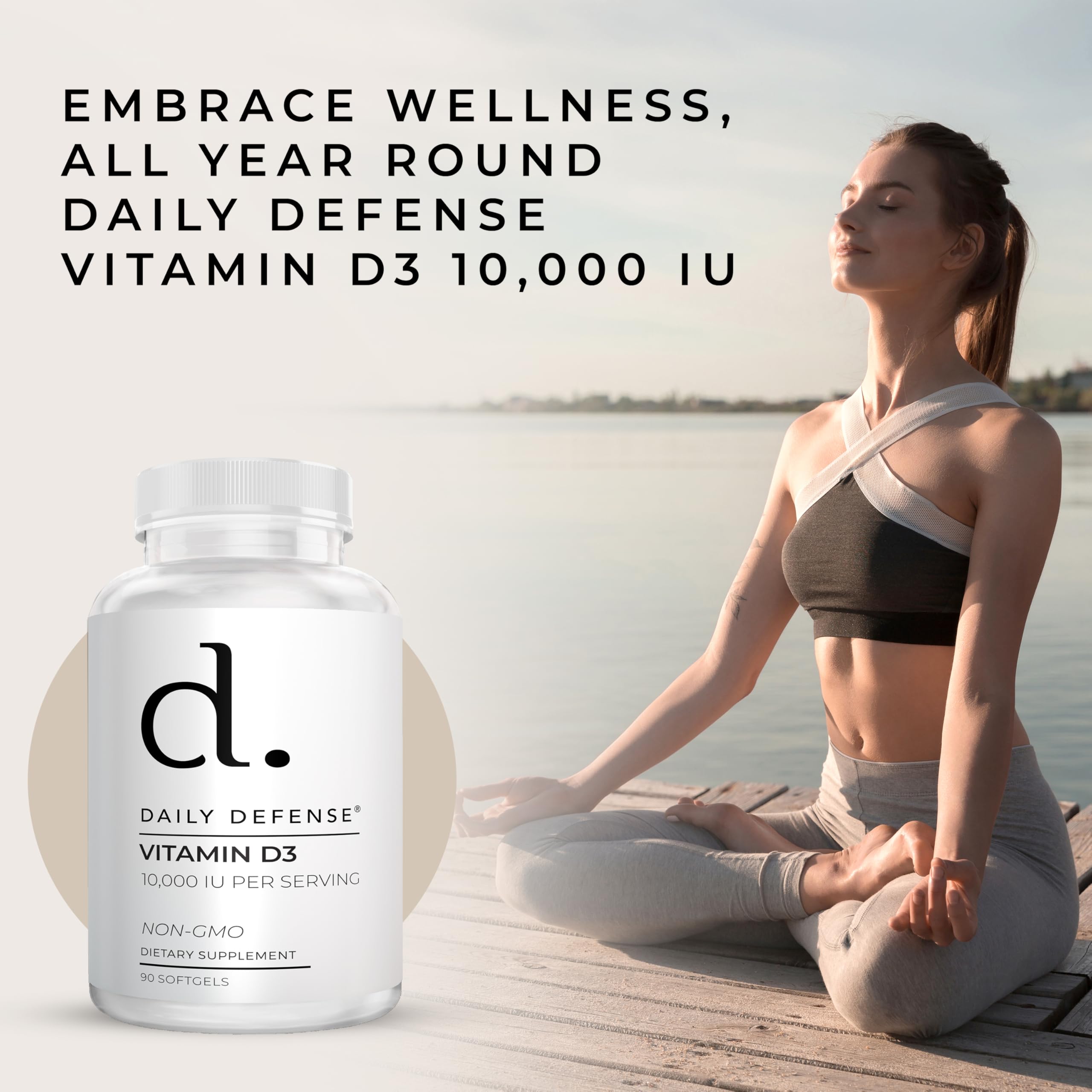 Immune Defense Supplements Vitamin D3 10,000 IU for Heart Health, Daily Immune Support, Mental Clarity, & Muscle Function - 90 Vitamin D Tablets (D3 10,000 IU) — Amazon image 3