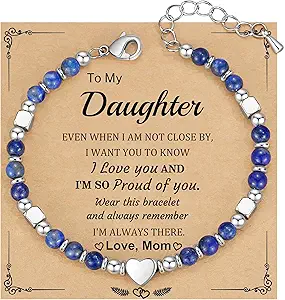 Christmas Gifts for Women, Stocking Stuffers for Teens Beaded Bracelets for Women Gifts for Mom Christmas Gift Mothers Day Gift for Grandma Daughter Bonus Mom Nature Stone Bead Bracelet Graduation Jewelry for Her 2026