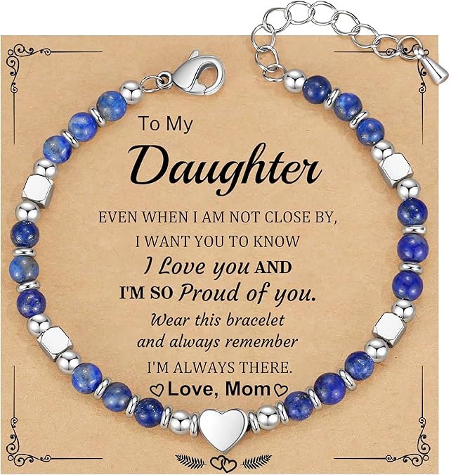 Christmas Gifts for Women, Stocking Stuffers for Teens Beaded Bracelets for Women Gifts for Mom Christmas Gift Mothers Day Gift for Grandma Daughter Bonus Mom Nature Stone Bead Bracelet Graduation Jewelry for Her 2026