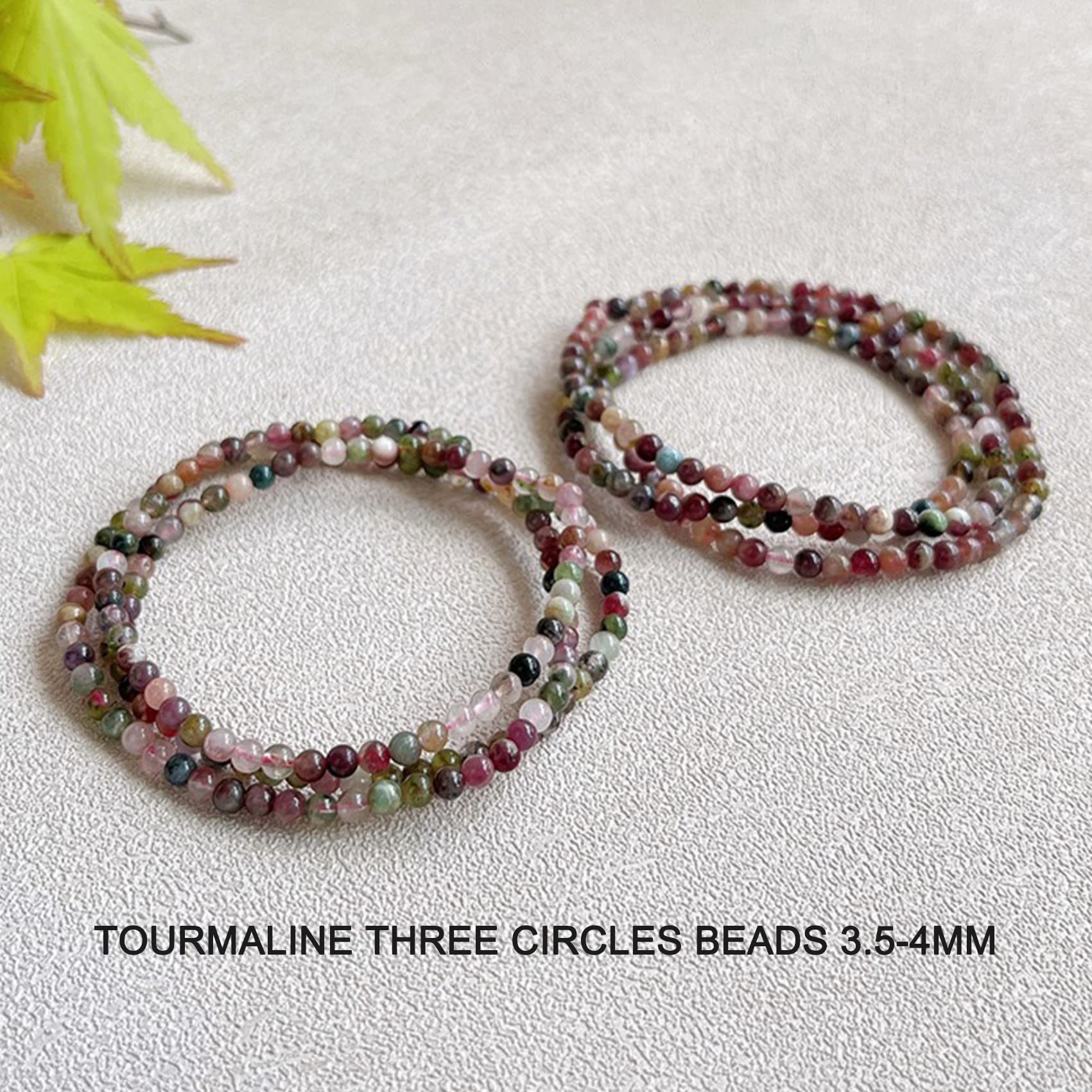 Brazalete encantado Grano de Buda natural Turmalina Pulsera de 3 círculos Pulsera de la suerte Feng Shui Pulsera de cuentas elástica Pulsera de cristal del amuleto de la suerte Amuleto de la riqueza B