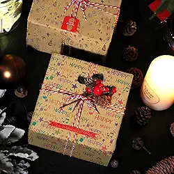 Conjunto de papel de embrulho, 6 folhas de 70 x 40 cm, papel decorativo para aniversário e festa, embrulho reciclado a granel decorativo para presente de Natal (marrom