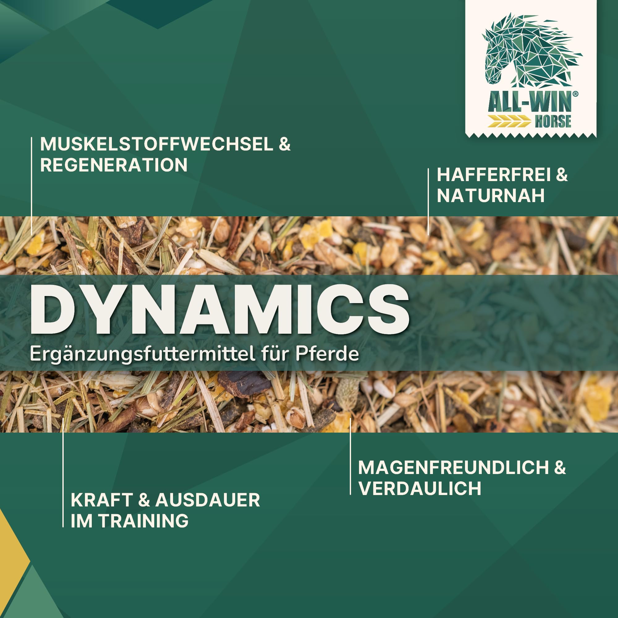 ALL-WIN Horse Dynamics 15 kg | Energiefutter für Sport- & Leistungspferde | haferfrei & stärkearm | mit extrudierter Leinsaat & Meeresalgen | Ausdauer, Muskelstoffwechsel & Verdauung