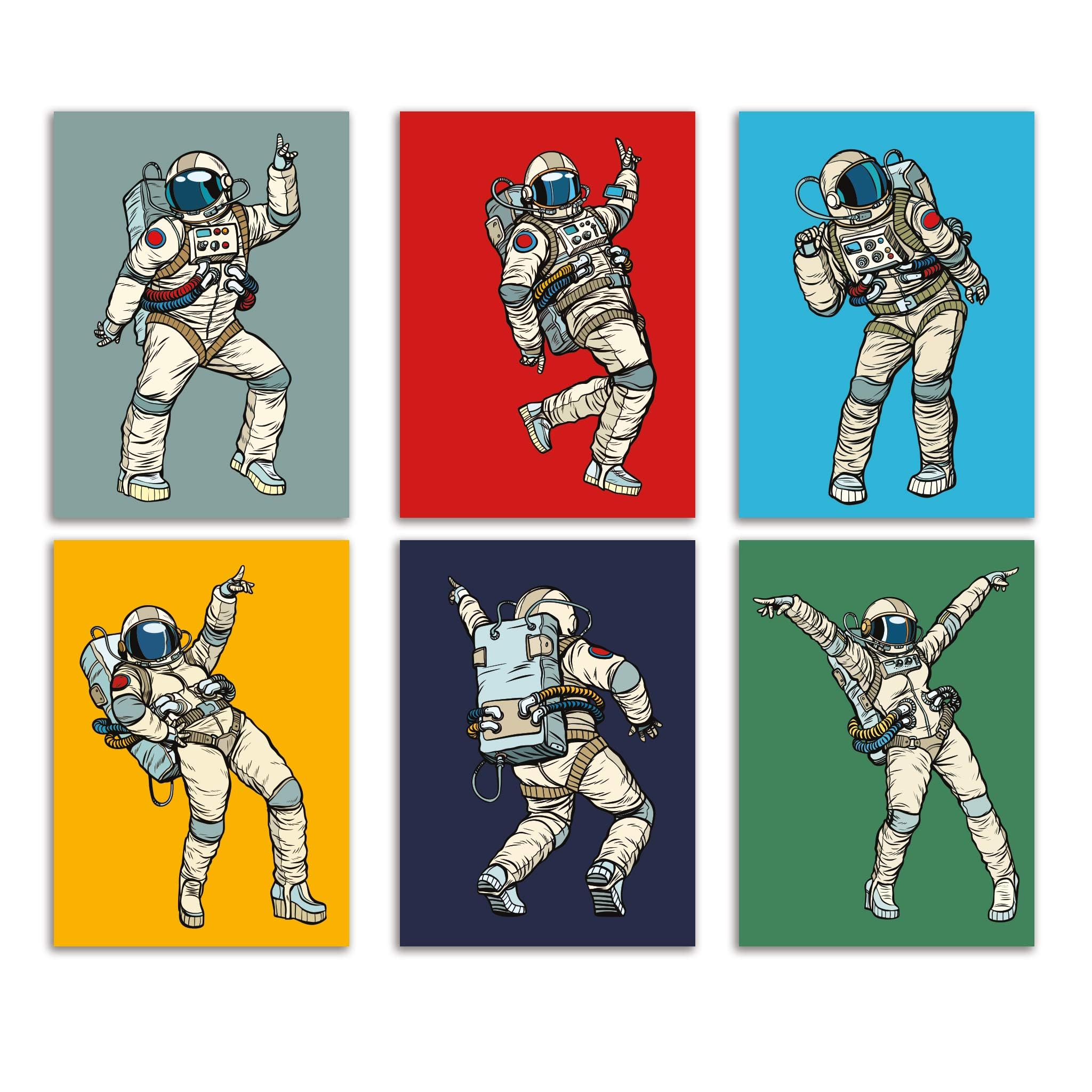 24 Dancing Space Men & Women Cards | Science Greeting Cards by Ritzy Rose | High Quality Notecards | Box Set Cards + Envelopes Made in USA (Dancing Astronauts)