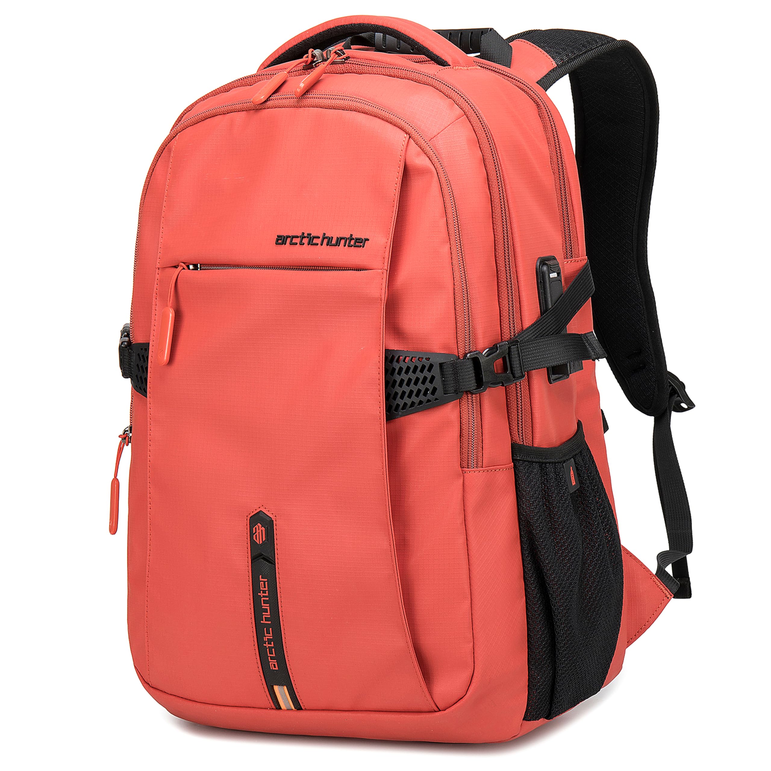 ah arctic hunter Travel Daypack Water Repellant Scratch Resistant 30L Backpack with Built In USB/Headphone Port for Men and Women B00388 (Orange)