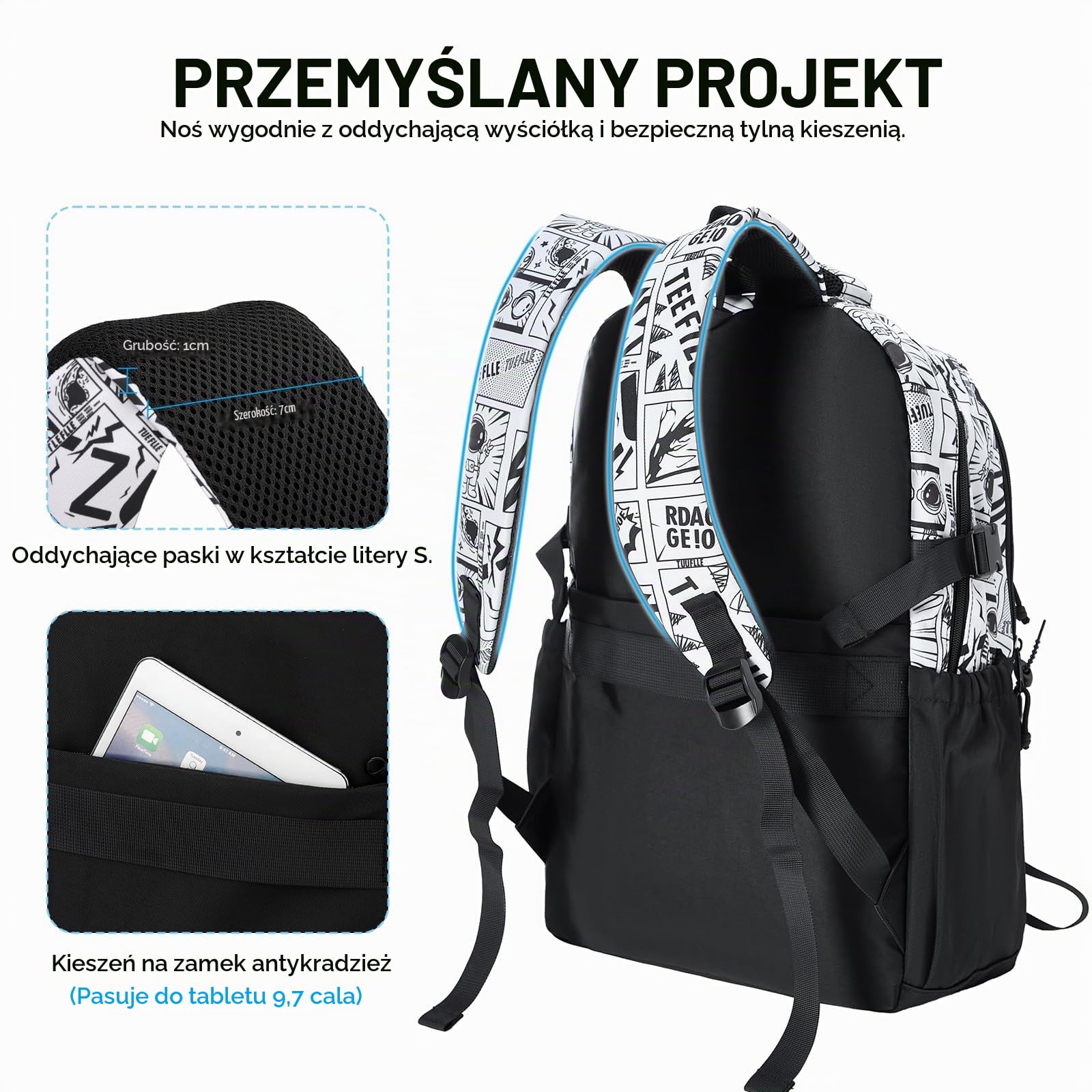 Amythe Plecak szkolny dla nastolatków, duże plecaki na co dzień dla chłopców mężczyzn na laptopa 15,6", plecak do szkoły młodzieżowej do szkoły, na podróż, powrót do szkoły i Boże Narodzenie