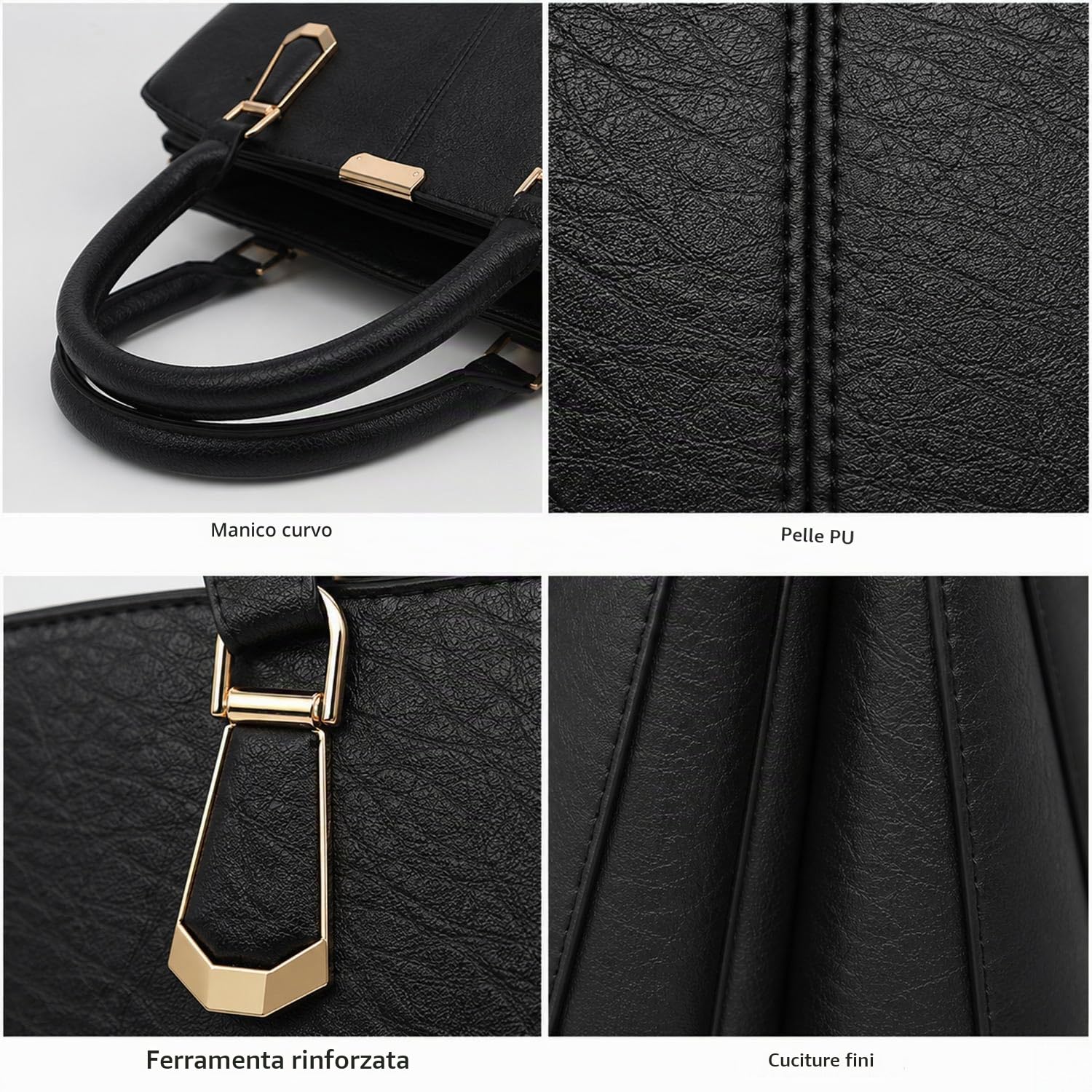 Pahajim Borsa Donna Tracolla in Pelle PU Modello Rigido a Mano Borse a Spalla Elegante per Lavoro, Shopping e Viaggi