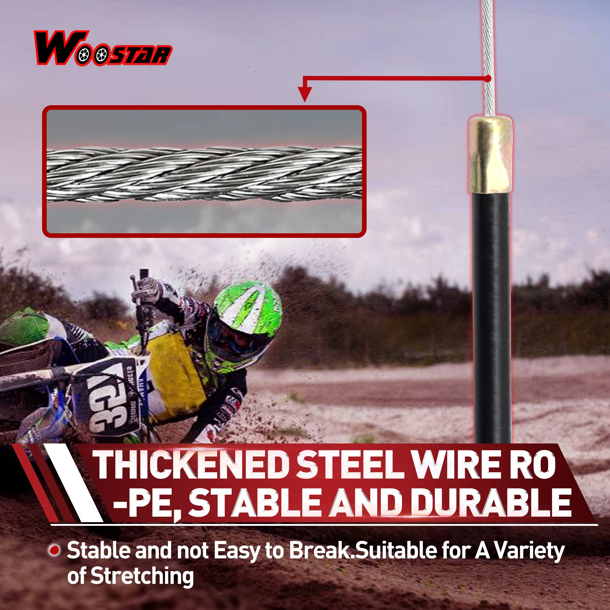 WOOSTAR 1280mm Cavo Freno con Regolatore Sostituzione per 50cc 70cc 90cc 110cc 125cc ATV Quad Confezione da 2