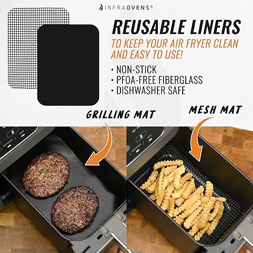 Miniatura 3 de Accesorios para freidora de aire Ninja 2 cestas 8 QT DZ201 y 10 QT DZ401, hojas reutilizables y estante para freidora de aire doble Foodi de doble