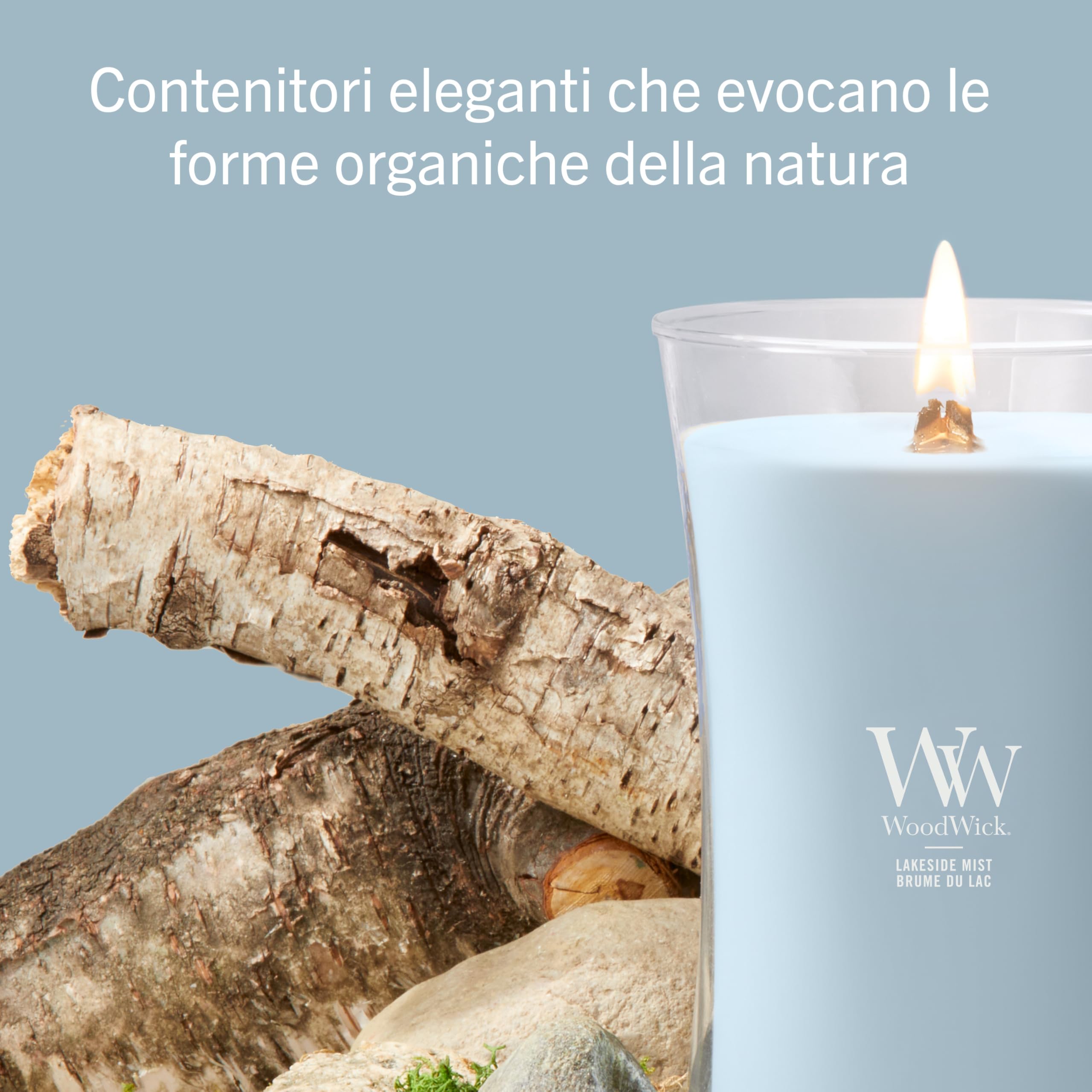 WoodWick Candela profumata | Candela Grande a Clessidra | Lakeside Mist | Regali Perfetti per Donne