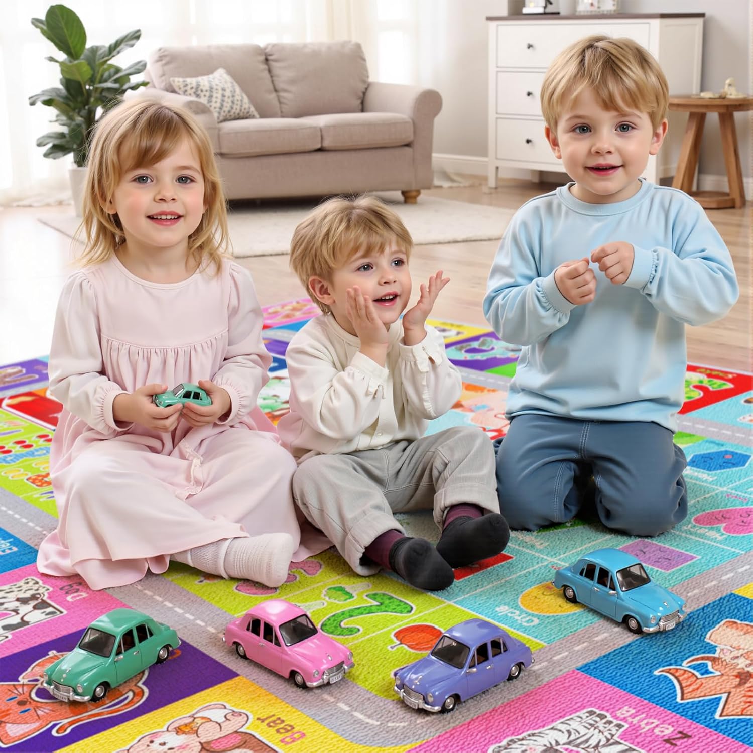 Educational Play Mats for Babies Toddlers Kids Area Rugs ABC Alphabet Animal Rug Floor for Playroom Bedroom Classroom Nursery Funny Birthday Gifts for Boy Girl Son Daughter