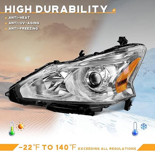 Miniatura 5 de Conjunto de faros delanteros para Nissan Altima Sedan 2013-2015, repuesto para Nissan Altima Sedan 2013, 2014, 2015, con carcasa cromada, reflector