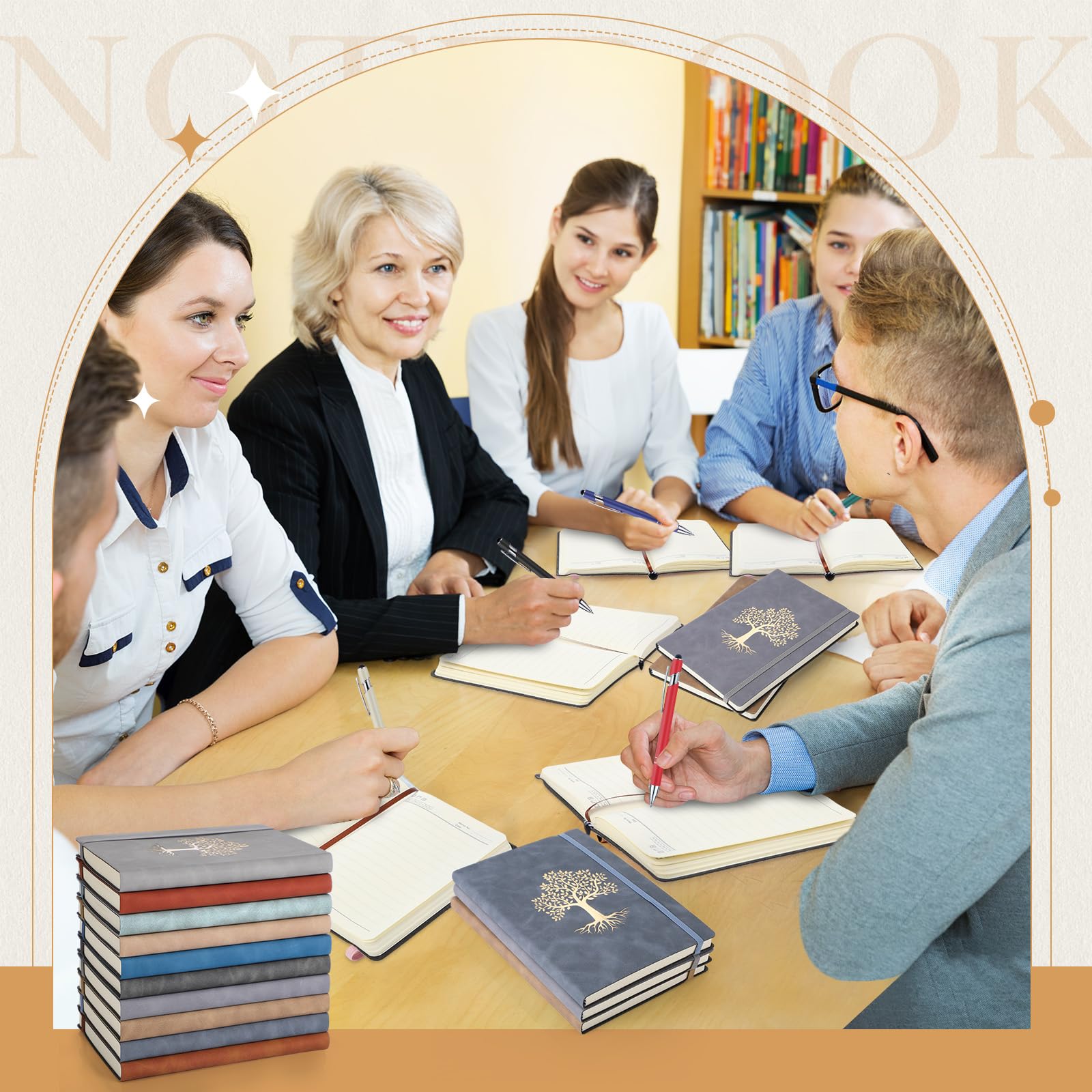 Dispowreath Notizbücher, Hardcover, A5, liniert, Retro, 20 Stück