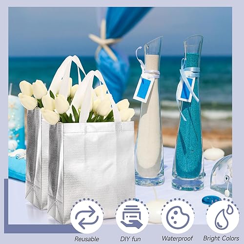 Miniatura 4 de Eccliy Juego de 80 bolsas de regalo brillantes reutilizables con asas, bolsas de comestibles para bodas, Halloween, Acción de Gracias, Navidad (M,