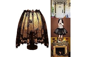 Spooky Halloween Lamp Shade Cover: Intricate Black Lace with Spider Webs