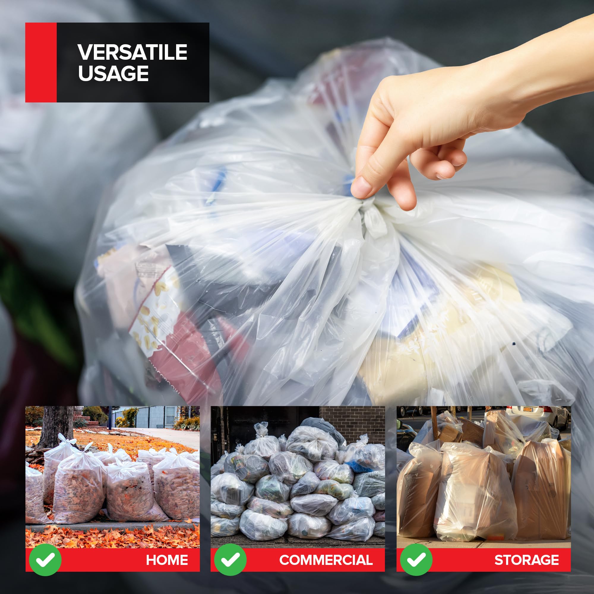 Stock Your Home Transparente Einweg-Müllbeutel, auslaufsicher, für Büro, Badezimmer, Delikatessen, Produkte, Hundekot, Katzenstreu, 150 Stück