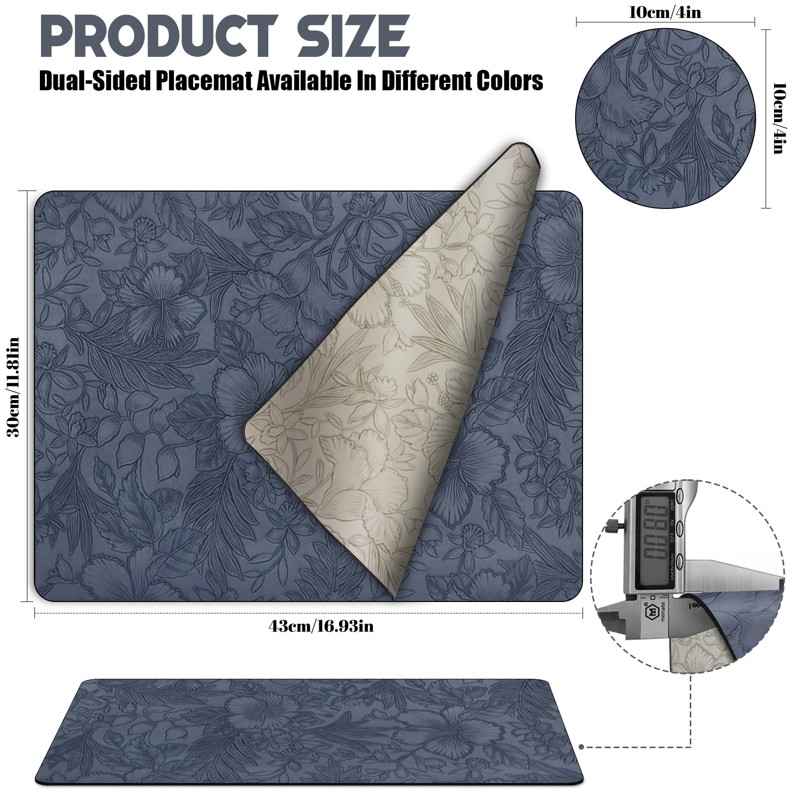 Table Mats Set of 6, Dual Sided Faux Leather Placemats and Coasters Heat-Resistant Washable Non Slip - Image 2