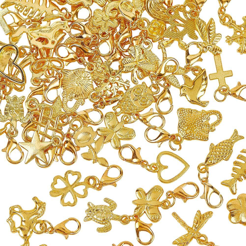 Photo 1 of SUNNYCLUE Gold Clip On Charms for Jewelry Making (60 Pcs)