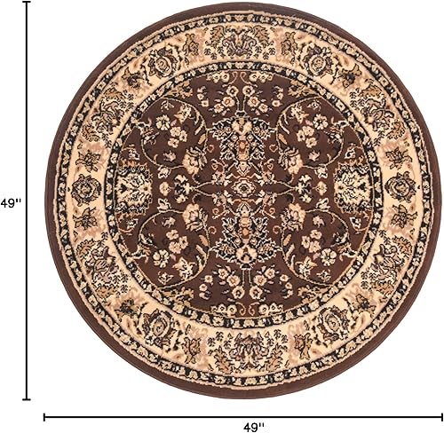 Miniatura 2 de Unique Loom Sialk Hill Collection - Alfombra de área - Washington (4 pies 1 pulgada, redonda, marrónnegro)