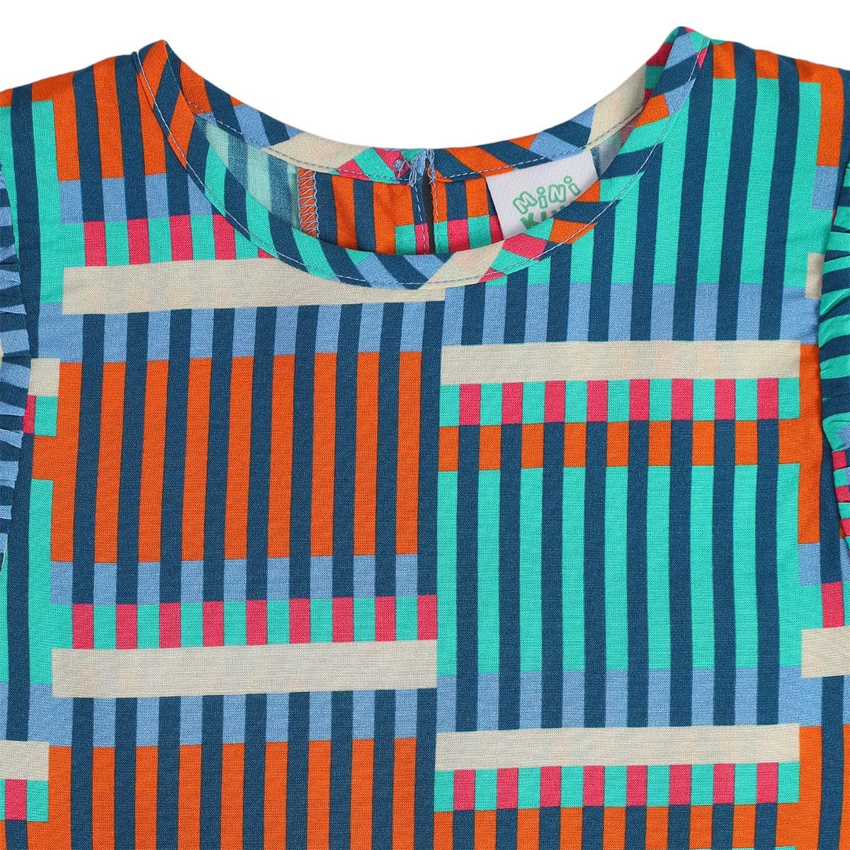 miniklub Baby Short Sleeve Round Neck Woven Viscose Blue Color Woven Top, Pack of 1 (3-6M) 2